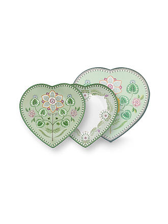 PIP STUDIO | Assiette cœur 21,5cm Lot de 2 LILY&LOTUS Vert clair