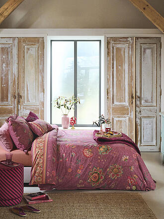 PIP STUDIO | Parure de lit en percale MUMBAI EVENING 70x90cm/140x200cm Rose foncé