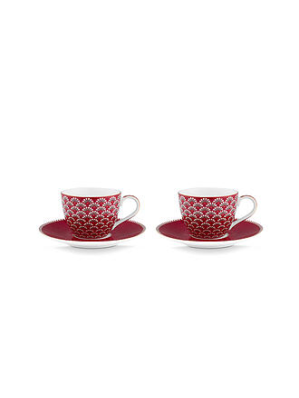 PIP STUDIO | Tasse à expresso avec soucoupe 2 pièces BLOOMING TALES 2x120ml Fantasy Rouge foncé