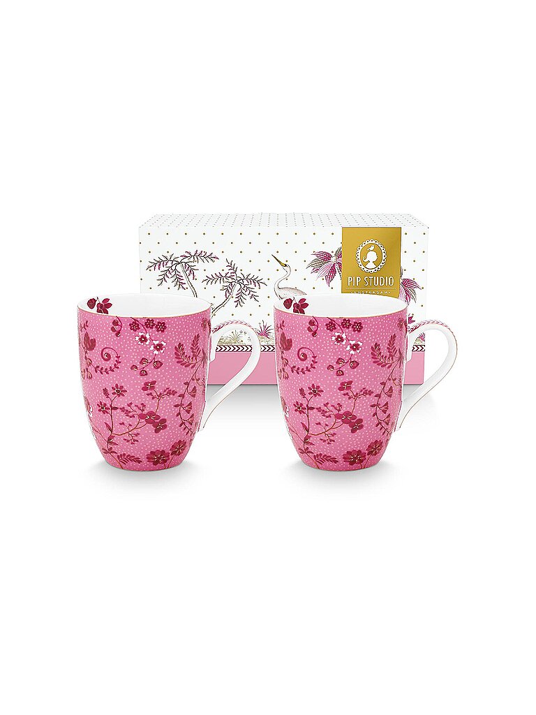 Set de 2 grands mugs à anse 350 ml JOLIE Flowers Pink rose