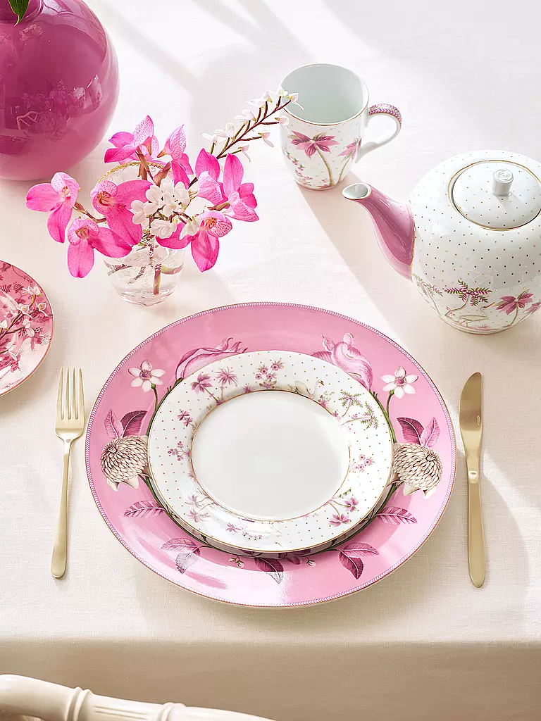 PIP STUDIO | Assiette à dessert 21cm JOLIE DOTS Or/Rose | Blanc