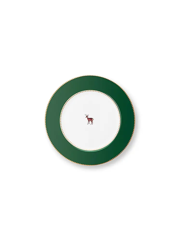 PIP STUDIO | Assiette à dessert 21cm LOVE BIRDS Vert foncé | dunkelgrün