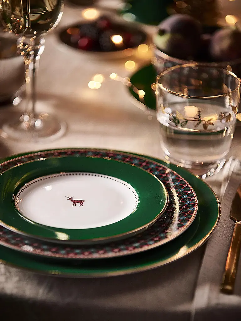 PIP STUDIO | Assiette à dessert 21cm LOVE BIRDS Vert foncé | dunkelgrün