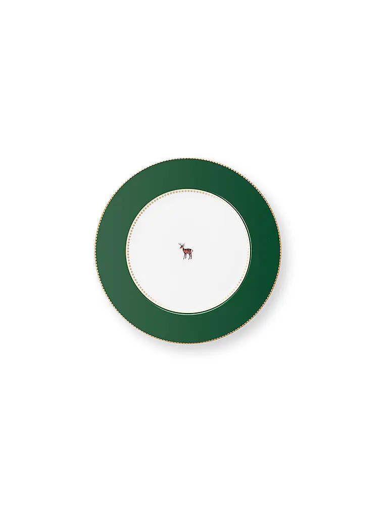 PIP STUDIO | Assiette plate 26,5cm LOVE BIRDS Vert foncé | dunkelgrün