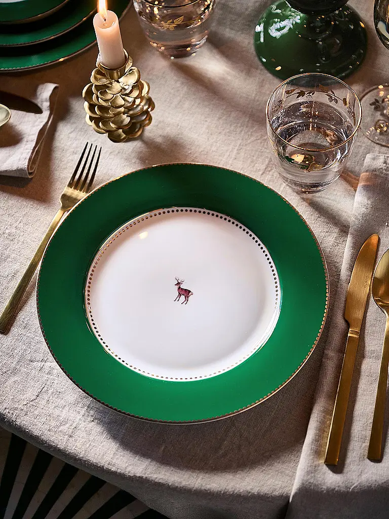 PIP STUDIO | Assiette plate 26,5cm LOVE BIRDS Vert foncé | dunkelgrün
