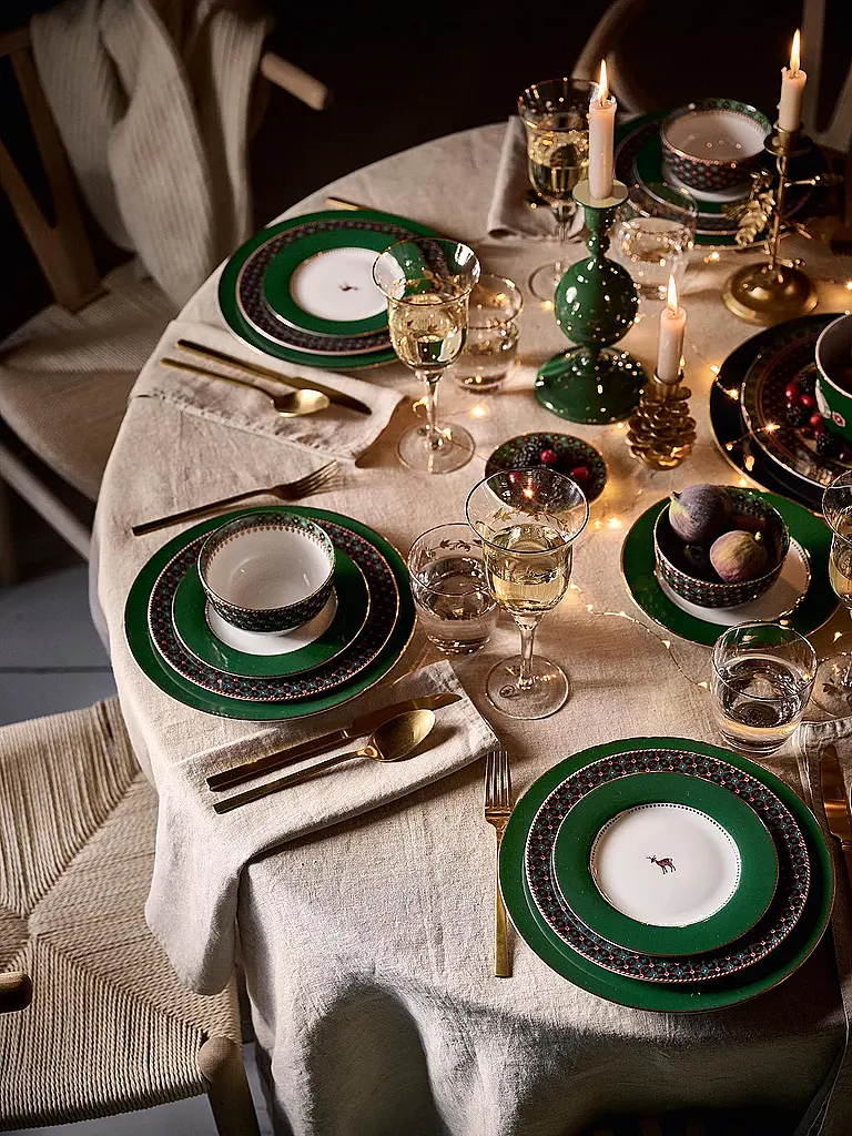 PIP STUDIO | Assiette plate 26,5cm LOVE BIRDS Vert foncé | 