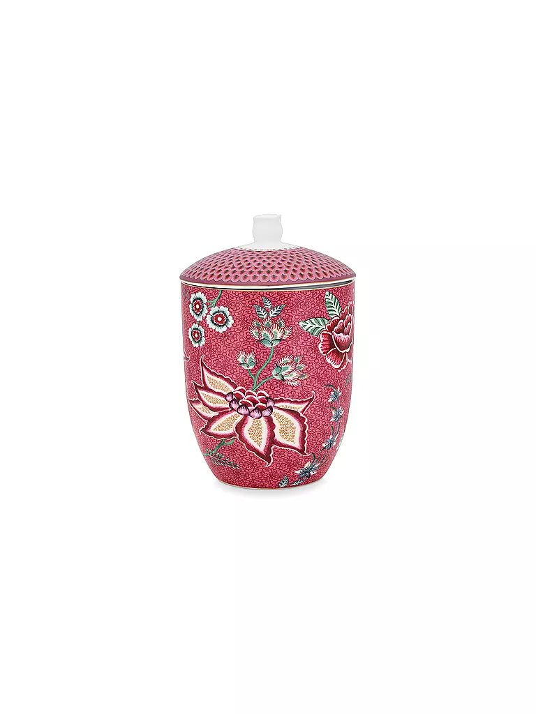 PIP STUDIO | Boîte avec couvercle 1500ml Flower Festival Dark Pink | Baie