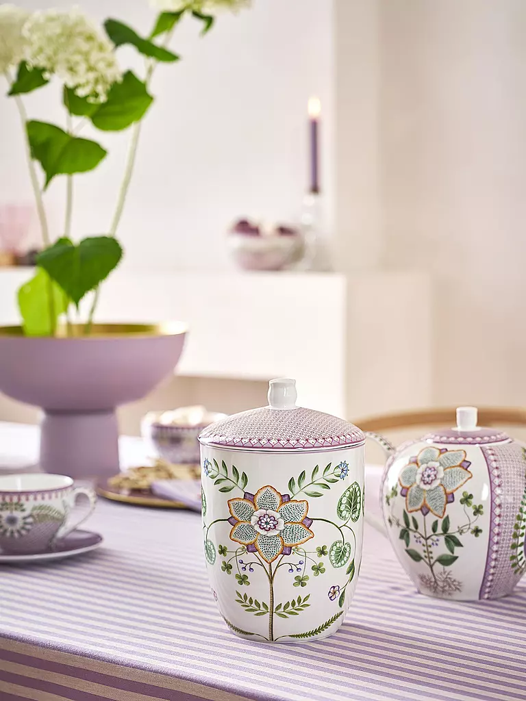 PIP STUDIO | Boîte avec couvercle LILY & LOTUS 1,5l Blanc cassé | lila