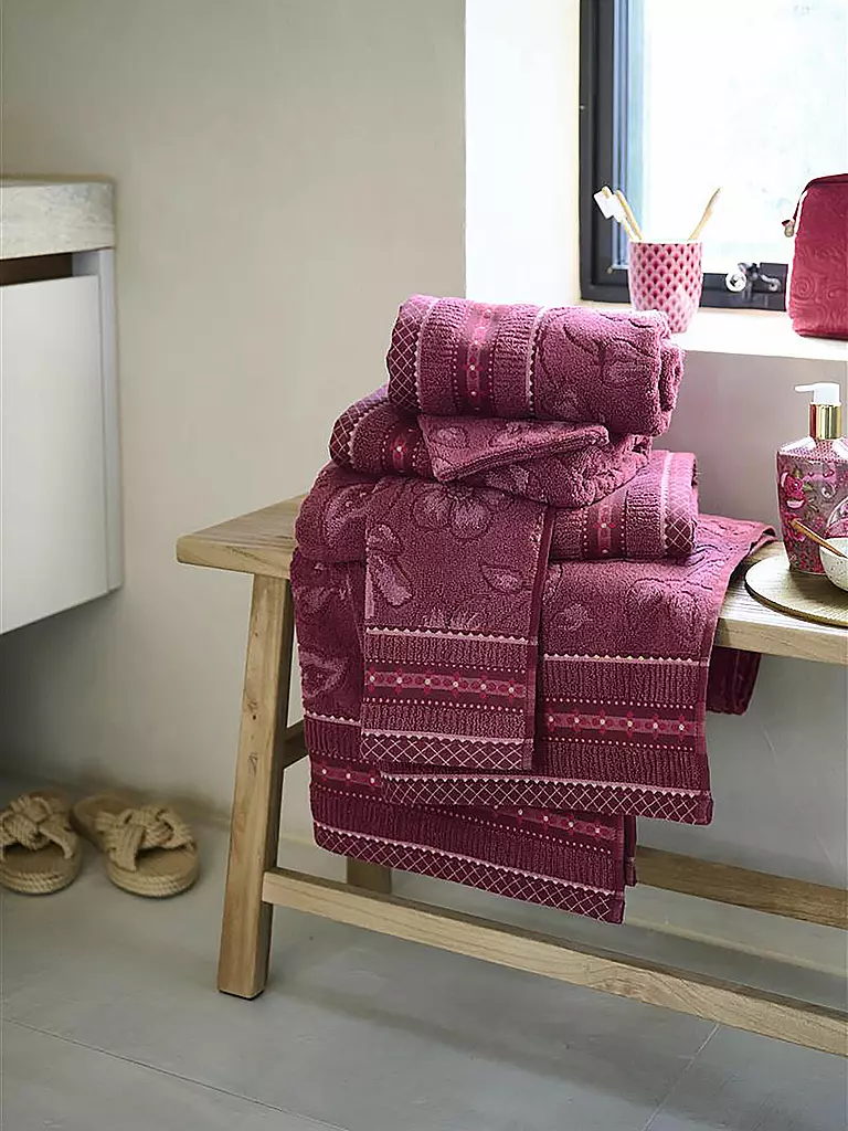PIP STUDIO | Drap de douche JASMIN JACQUARD 70x140cm Rose foncé | beere