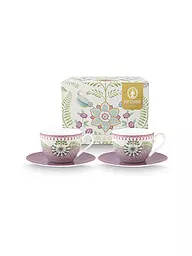 PIP STUDIO | Tasses à cappuccino avec soucoupes, lot de 2 LILY & LOTUS 280ml Vert clair | Lilas