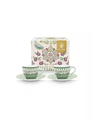 PIP STUDIO | Ensemble de 2 tasses à espresso avec soucoupes LILY & LOTUS 120 ml Vert clair | Vert clair
