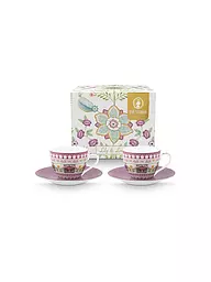 PIP STUDIO | Ensemble de 2 tasses à espresso avec soucoupes LILY & LOTUS 120 ml Vert clair | Lilas