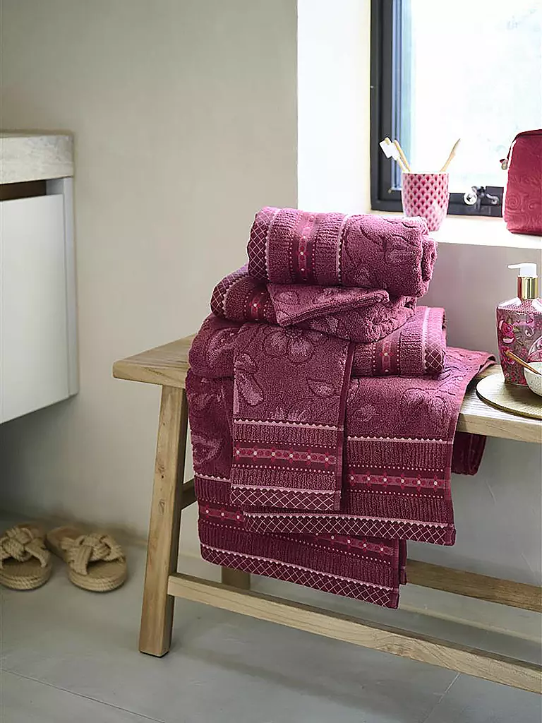 PIP STUDIO | Gant de toilette JASMIN JACQUARD 16x22cm Rose foncé | Baie