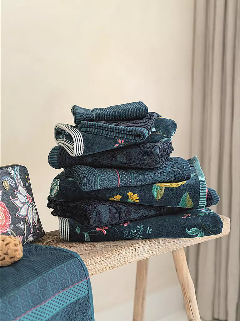 PIP STUDIO | Gant de toilette LES FLEURS 16x22cm D. Bleu | Bleu foncé