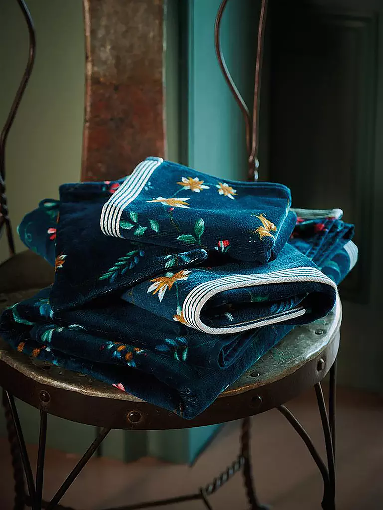 PIP STUDIO | Gant de toilette LES FLEURS 16x22cm D. Bleu | Bleu foncé