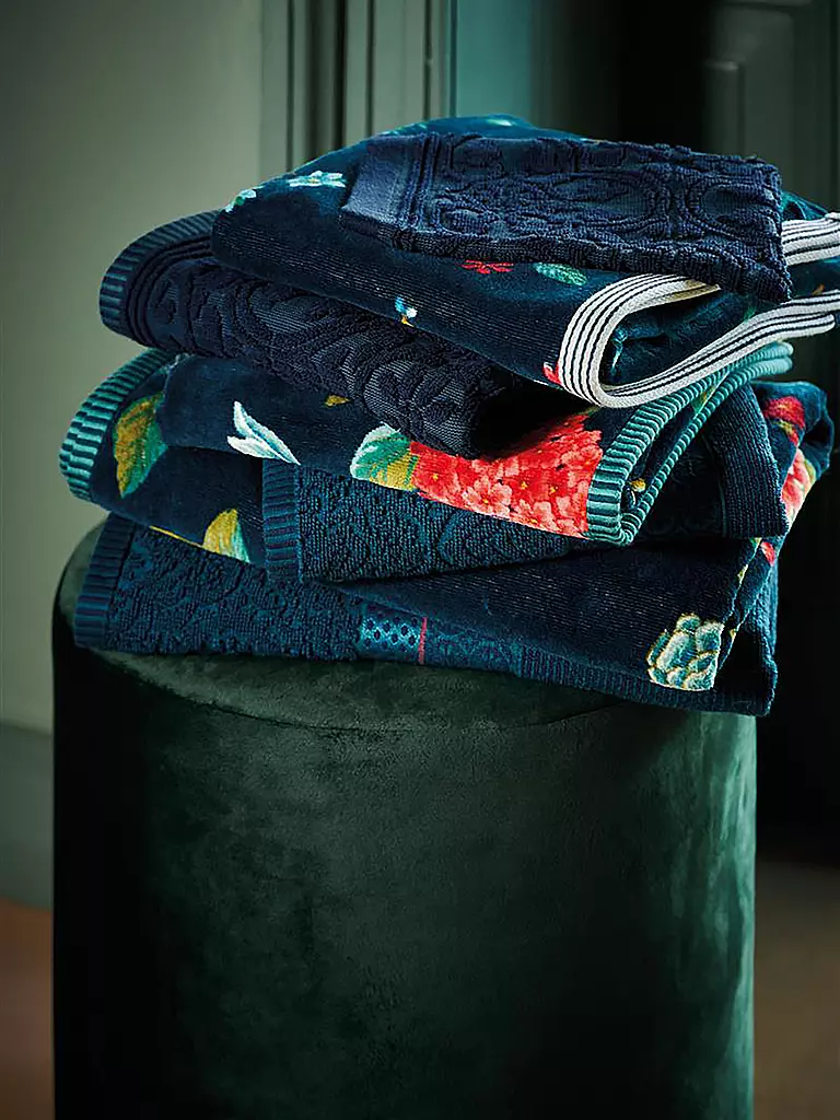 PIP STUDIO | Gant de toilette LES FLEURS 16x22cm D. Bleu | Bleu foncé