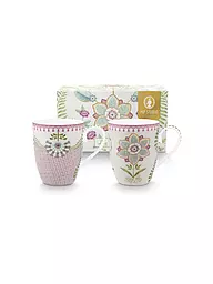PIP STUDIO | Lot de 2 grands mugs à anse LILY & LOTUS 350 ml Vert clair | Lilas