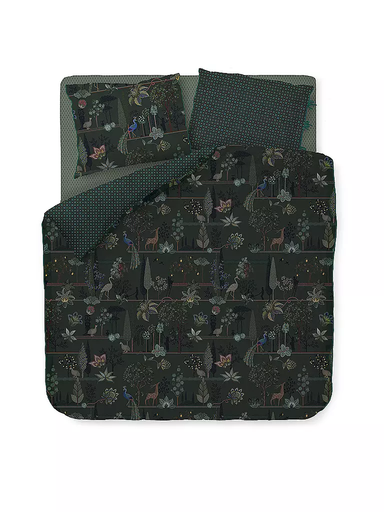 PIP STUDIO | Parure de lit en percale ALBERI 2x 70x90cm/200x200cm Vert foncé | dunkelgrün