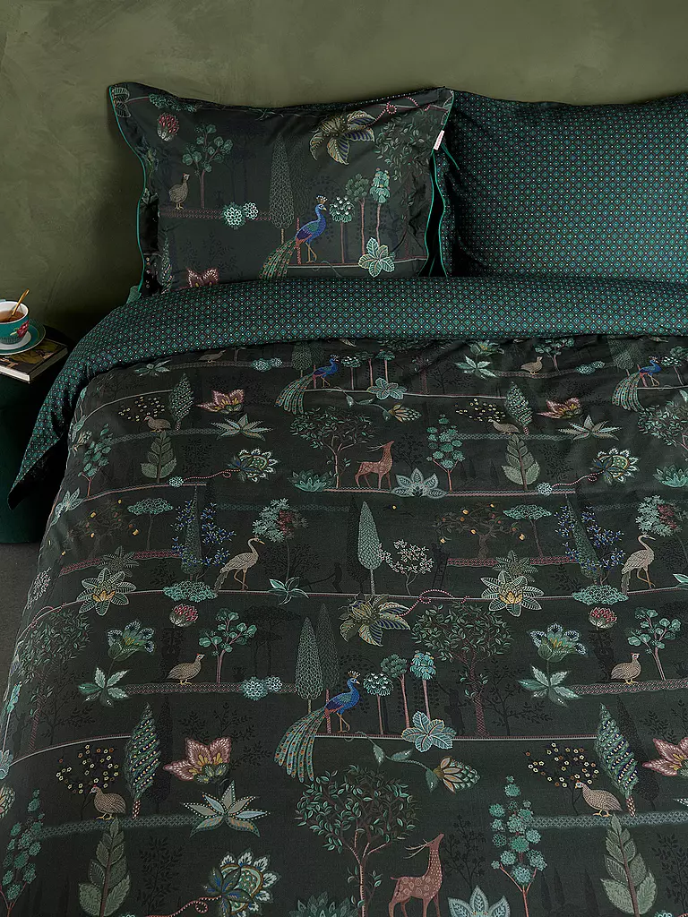 PIP STUDIO | Parure de lit en percale ALBERI 2x 70x90cm/200x200cm Vert foncé | 