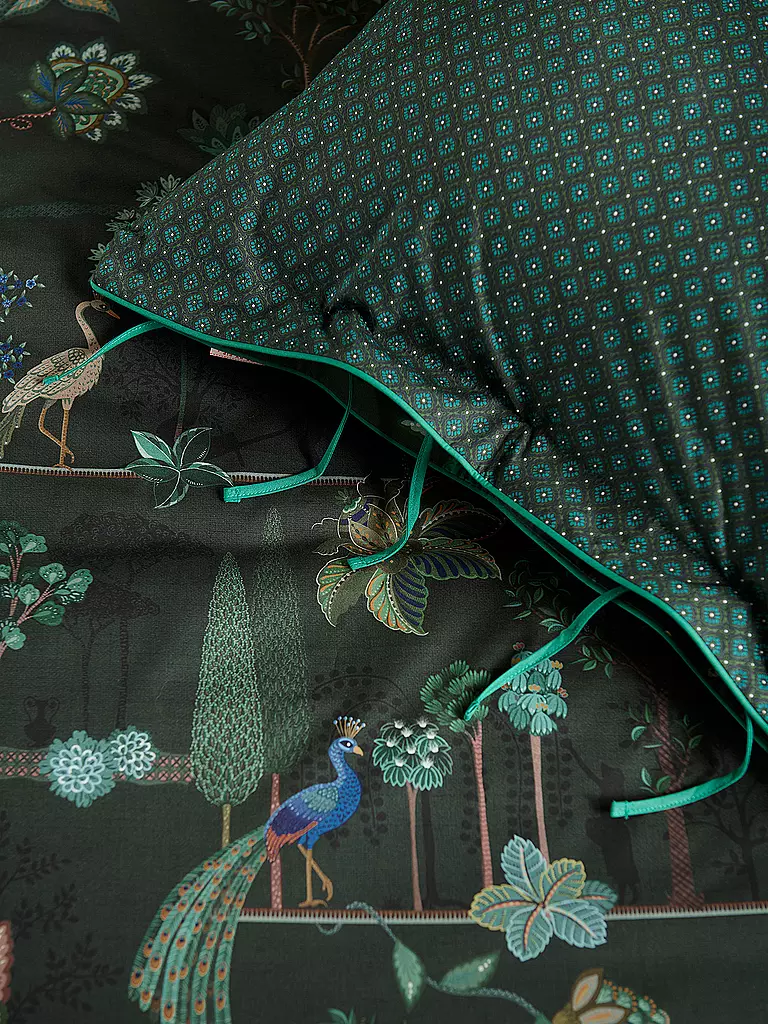 PIP STUDIO | Parure de lit en percale ALBERI 2x 70x90cm/200x200cm Vert foncé | 