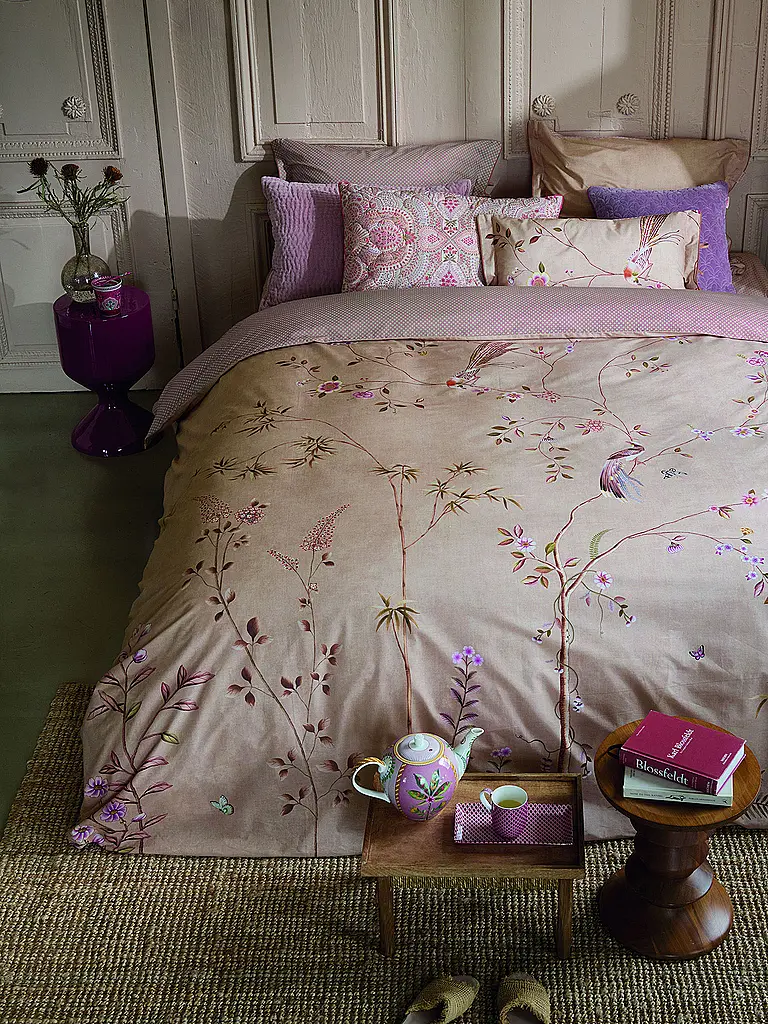 PIP STUDIO | Parure de lit en percale BAMBOO BLOSSOM 70x90cm/140x200cm Kaki | Camel