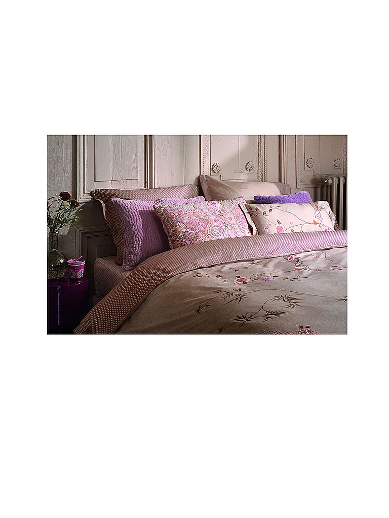 PIP STUDIO | Parure de lit en percale BAMBOO BLOSSOM 70x90cm/140x200cm Kaki | Camel