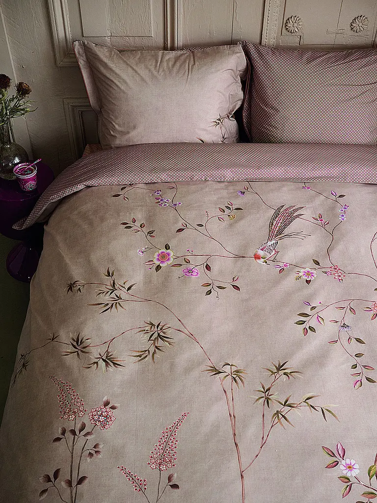 PIP STUDIO | Parure de lit en percale BAMBOO BLOSSOM 70x90cm/140x200cm Kaki | Camel