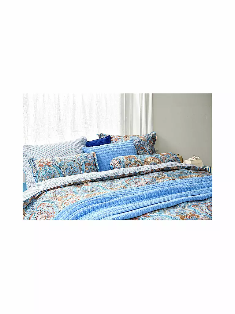 PIP STUDIO | Parure de lit en percale JABALI FLOWER 70x90cm / 140x200cm Bleu | Bleu