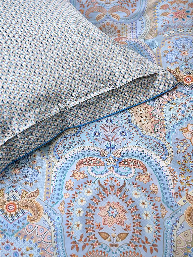 PIP STUDIO | Parure de lit en percale JABALI FLOWER 70x90cm / 140x200cm Bleu | Bleu