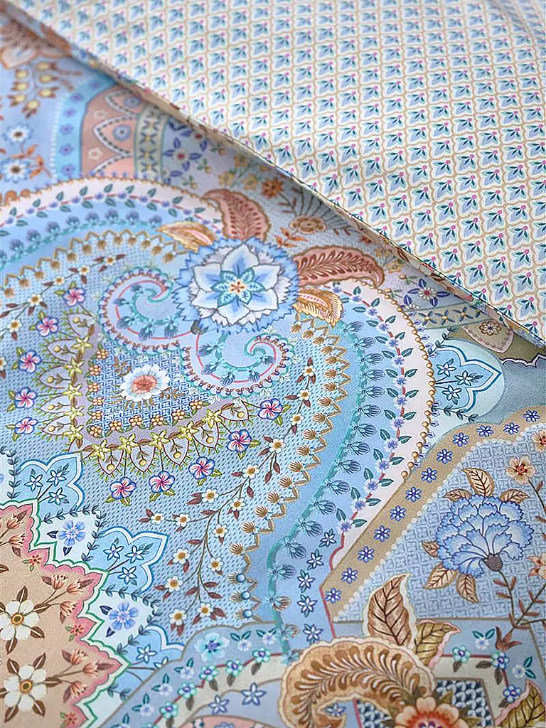PIP STUDIO | Parure de lit en percale JABALI FLOWER 70x90cm / 140x200cm Bleu | Bleu