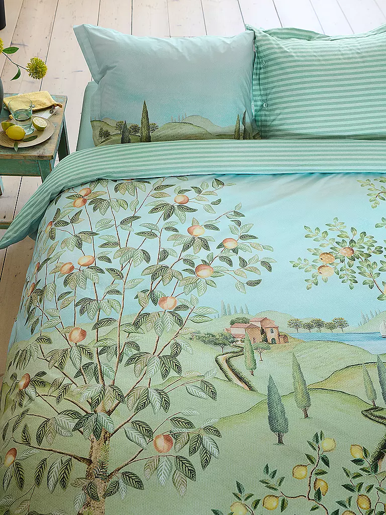 PIP STUDIO | Parure de lit en percale LA CAMPAGNA 2x 70x90cm/200x200cm Vert | 