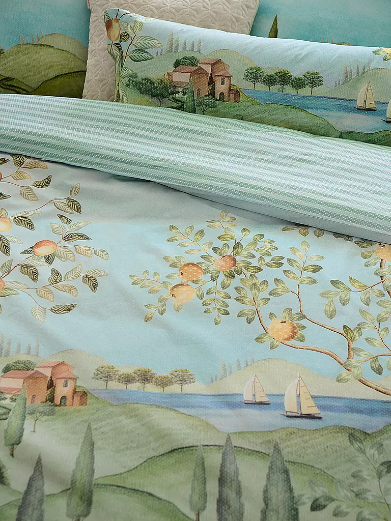 PIP STUDIO | Parure de lit en percale LA CAMPAGNA 2x 70x90cm/200x200cm Vert | 