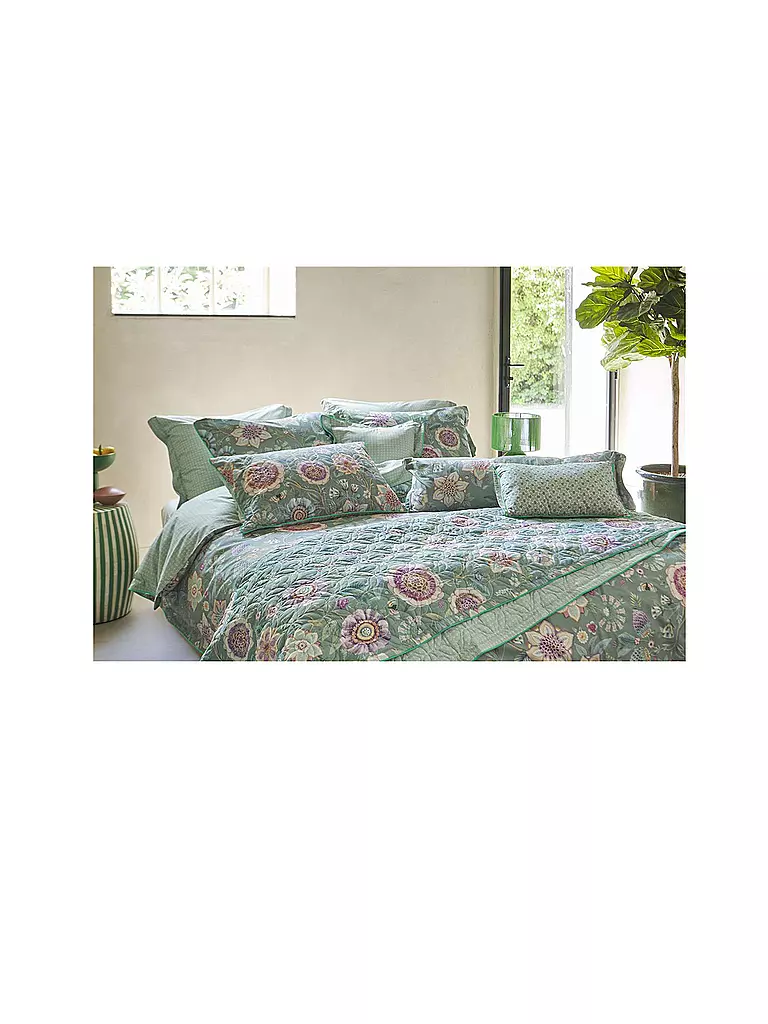 PIP STUDIO | Parure de lit en percale VIVA LAS FLORES 70x90cm/140x200cm Vert |