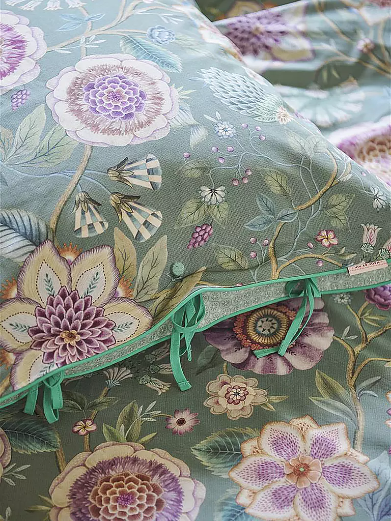 PIP STUDIO | Parure de lit en percale VIVA LAS FLORES 70x90cm/140x200cm Vert |