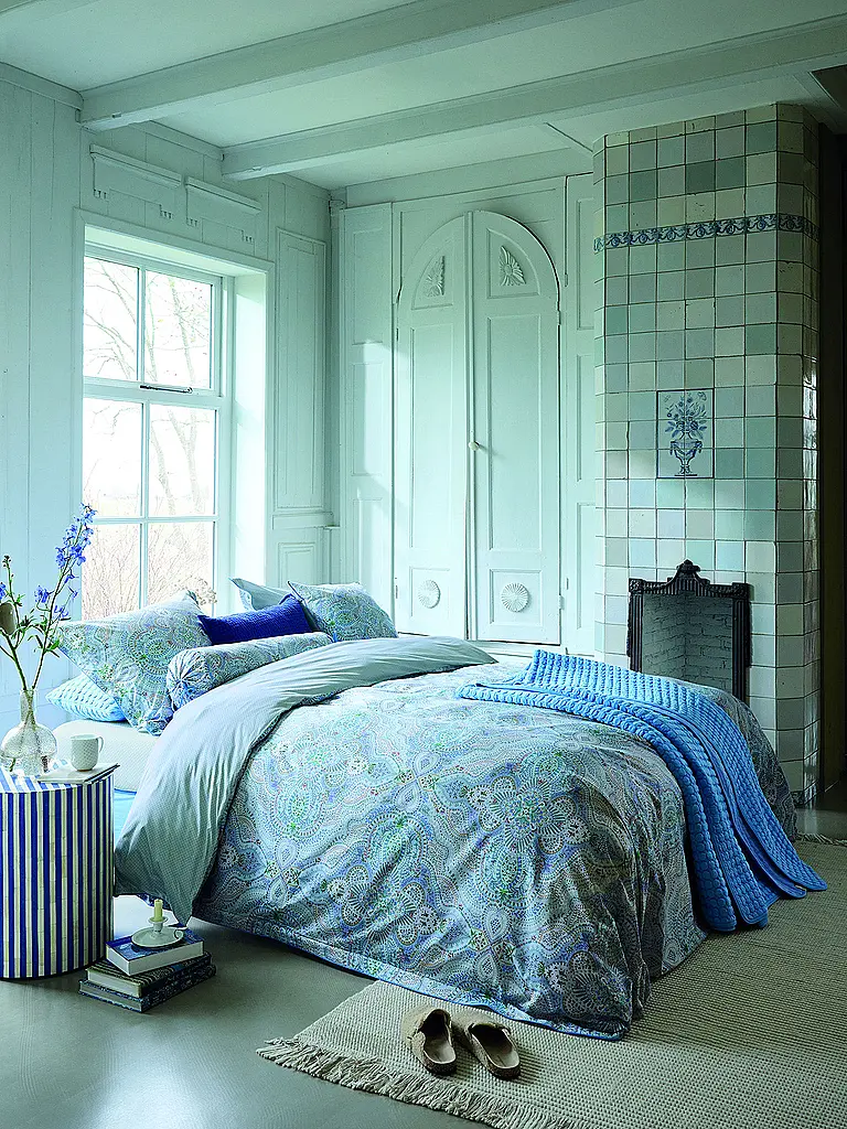 PIP STUDIO | Perkal Bettwäsche MOON FLOWER 70x90cm/140x200cm Rose Clair | Bleu clair
