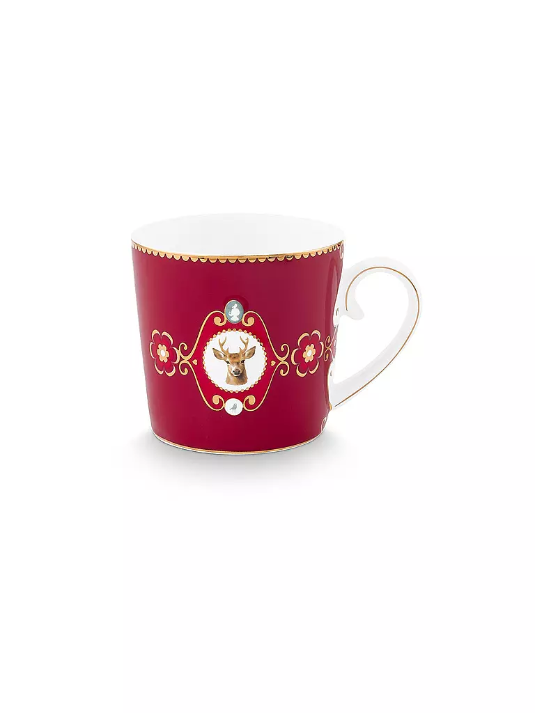 PIP STUDIO | Petit gobelet à anse LOVE BIRDS MEDALLION Rouge foncé | dunkelrot