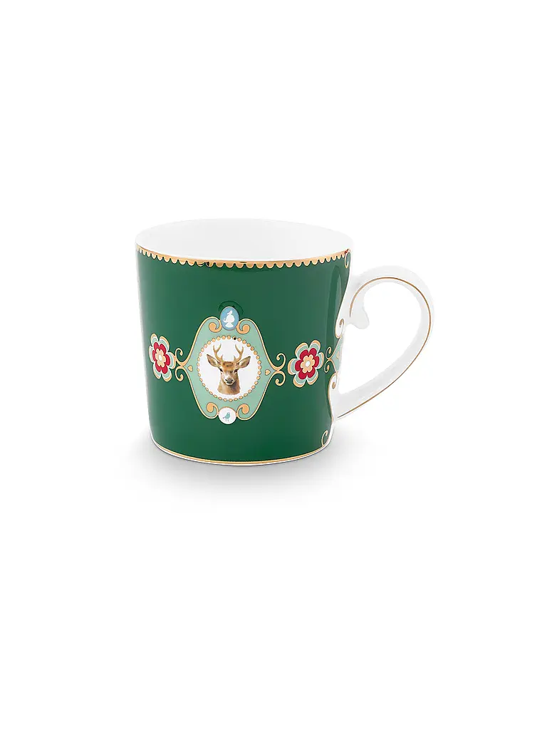 PIP STUDIO | Petit mug à anse LOVE BIRDS MEDALLION Vert foncé | dunkelgrün