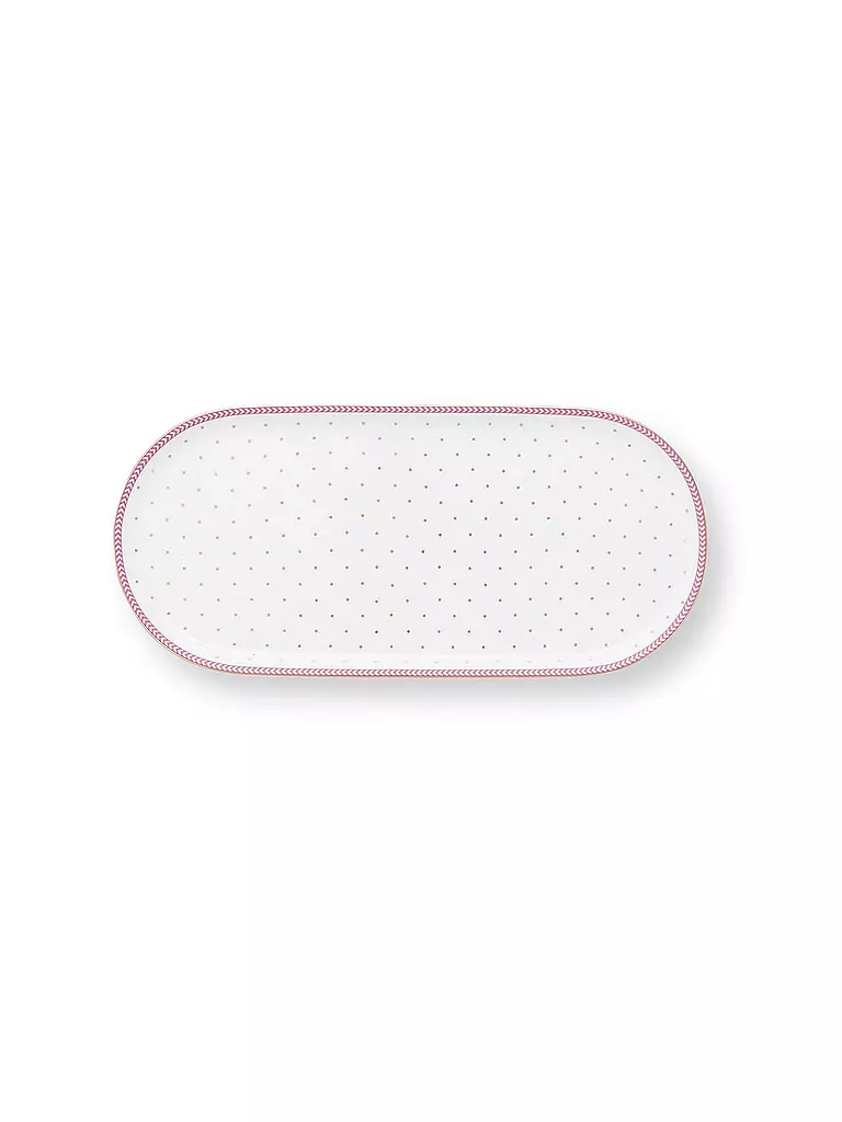 PIP STUDIO | Plat petit 25x12cm JOLIE DOTS Or/Rose | Blanc