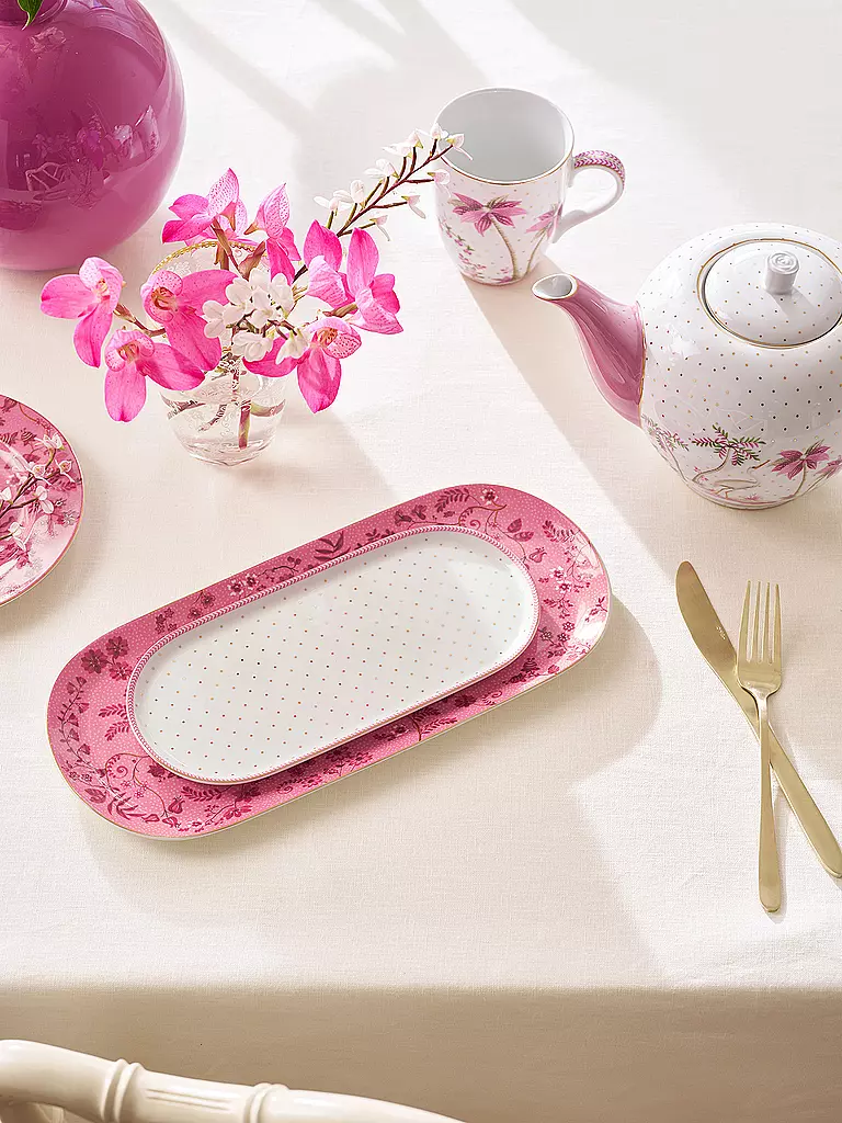 PIP STUDIO | Plat petit 25x12cm JOLIE DOTS Or/Rose | Blanc