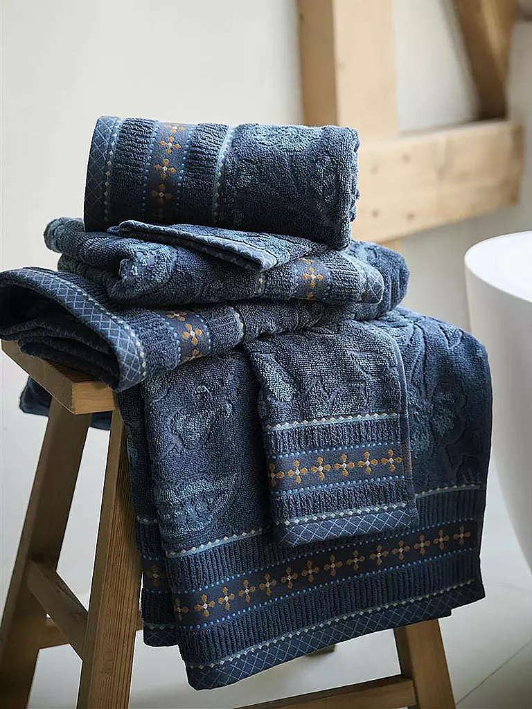PIP STUDIO | Serviette de douche JASMIN JACQUARD 70x140cm Bleu foncé | dunkelblau