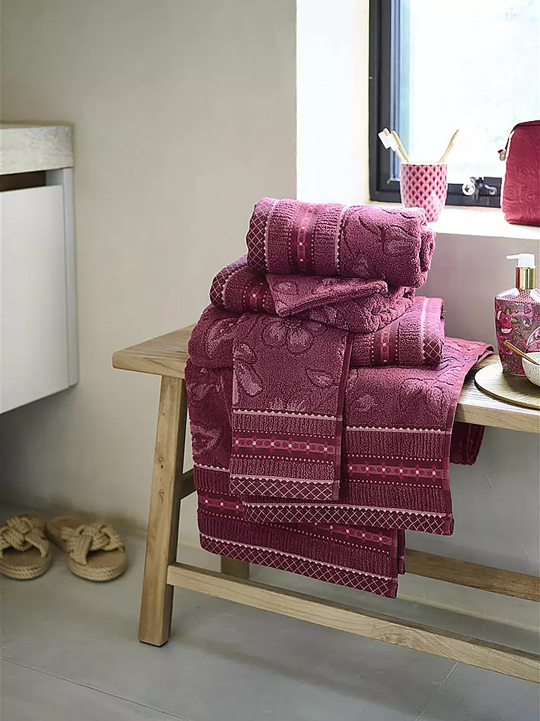 PIP STUDIO | Serviette JASMIN JACQUARD 55x100cm Rose Foncé | beere