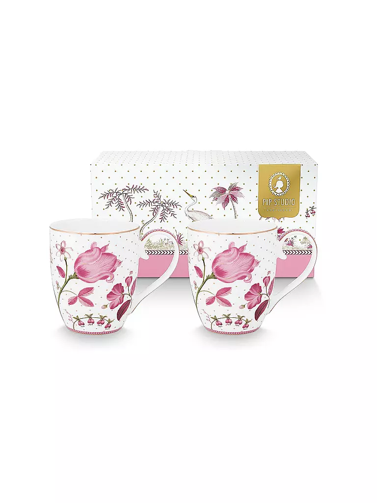PIP STUDIO | Set de 2 mugs à anse XLarge 450ml JOLIE Tulip Pink | Rose