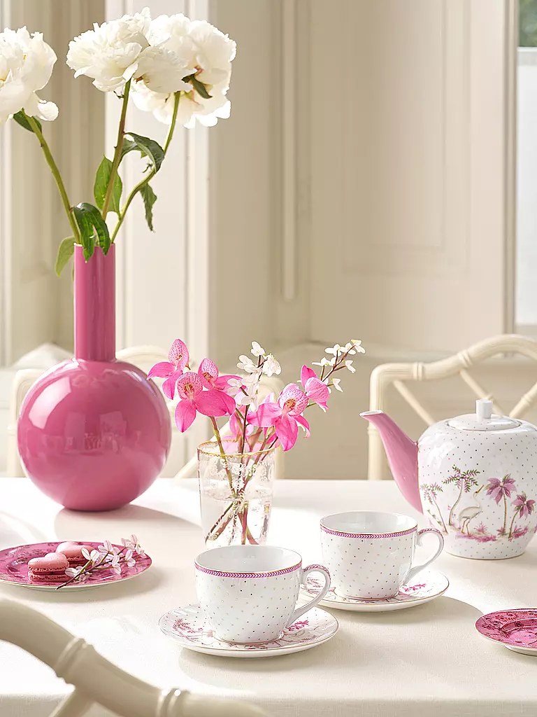 PIP STUDIO | Tasse à cappuccino avec soucoupe, lot de 2, 120 ml JOLIE DOTS Or/Rose | weiss