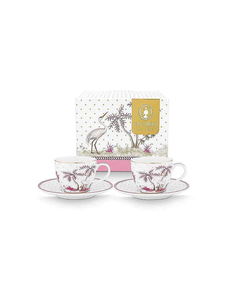 PIP STUDIO | Tasse à expresso avec soucoupe, lot de 2, 120 ml JOLIE DOTS Or/Rose | weiss