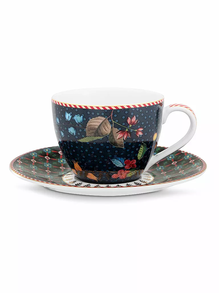 PIP STUDIO | Tasse à expresso avec soucoupe, lot de 2 BERRY BLUES 120 ml, bleu | dunkelblau