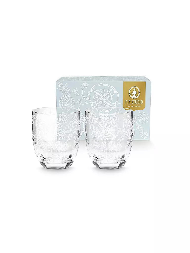 PIP STUDIO | Verre à eau lot de 2 280ml Flower White | transparent