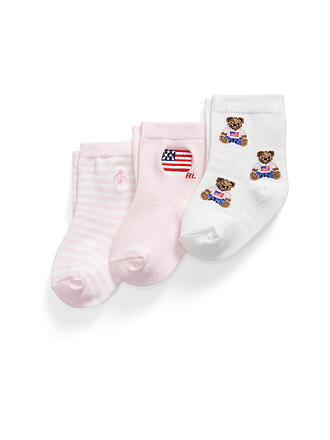 POLO RALPH LAUREN | Chaussettes bébé lot de 3 blanc rose