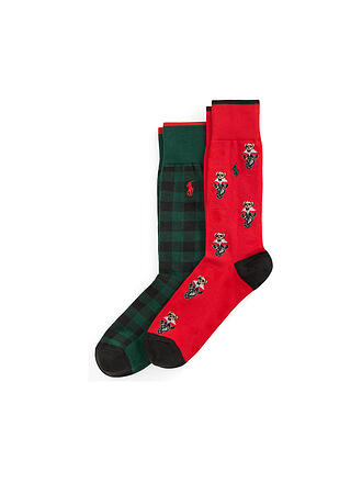 POLO RALPH LAUREN | Chaussettes lot de 2 OURSON 43-46 rouge chasseur