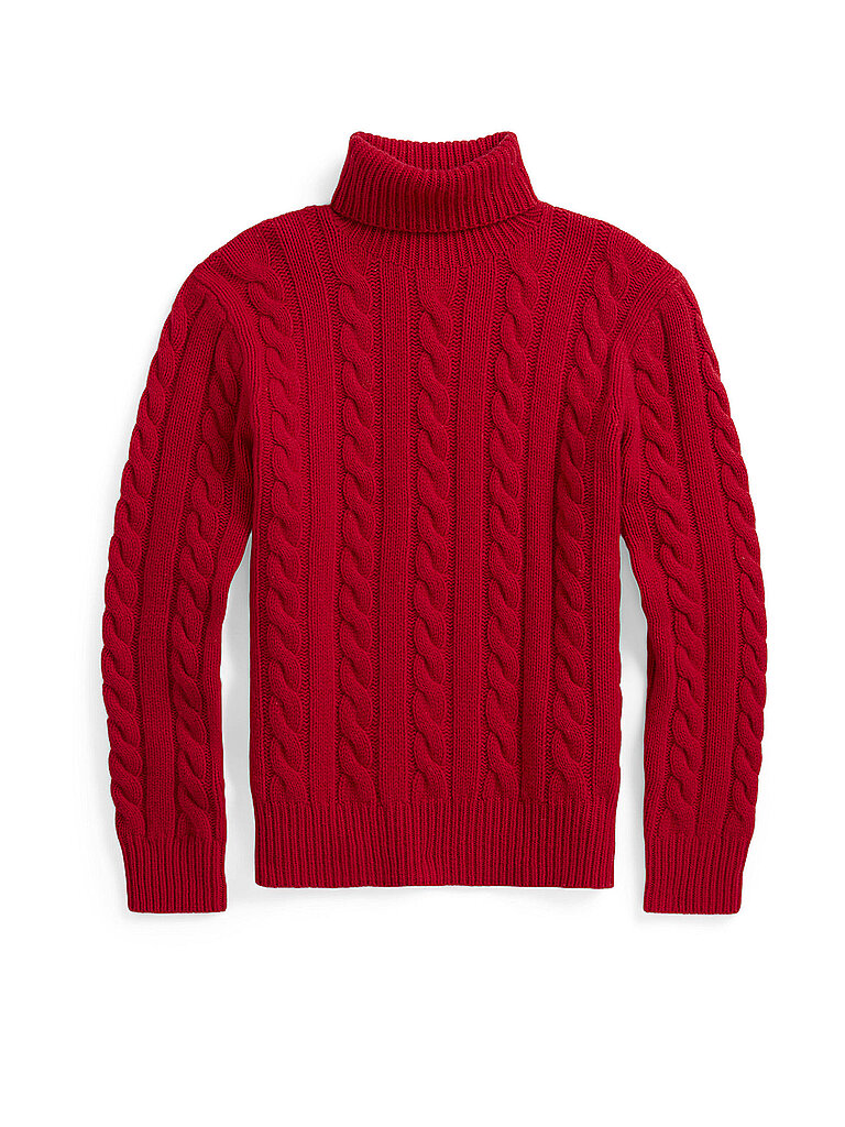 Pull à col roulé rouge M
