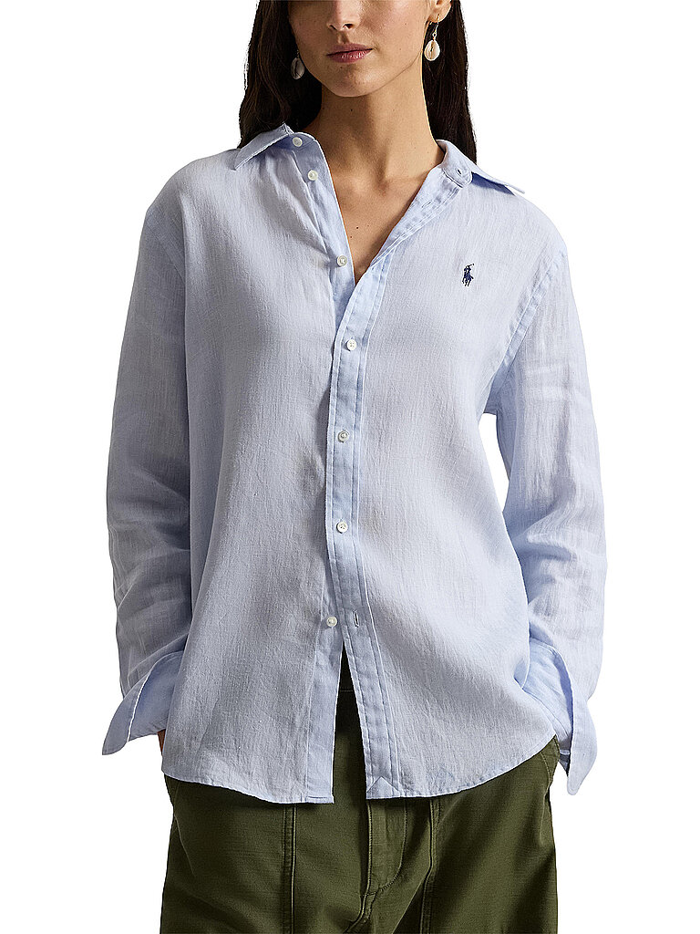 Blouse en lin bleu clair XL